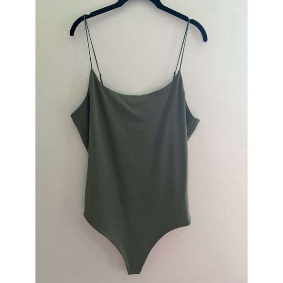 nuuds Tops - Nuuds Cami‎ Bodysuit XXL Olive Green Spaghetti Strap Adjustable Minimalist